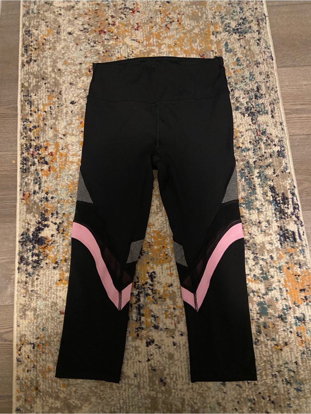 bebe Black Leggings with Pink and Gray Accents